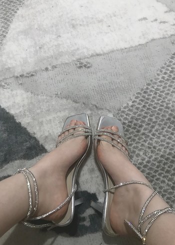 Taşlı abiye topuklu ayakkabı - Görsel 4