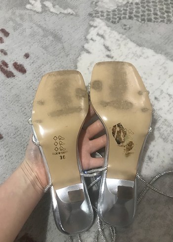 Taşlı abiye topuklu ayakkabı - Görsel 8