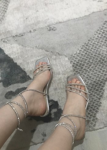 Taşlı abiye topuklu ayakkabı - Görsel 2