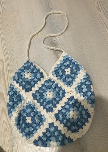 Mavi Örgü Bohem Kadın Çanta - Görsel 2