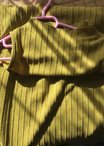 Yağ Yeşili Uzun Elbise - Görsel 3