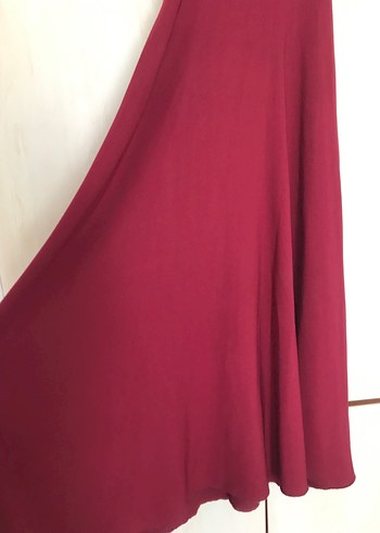 Bordo Fırfırlı Abiye Elbise - Görsel 5