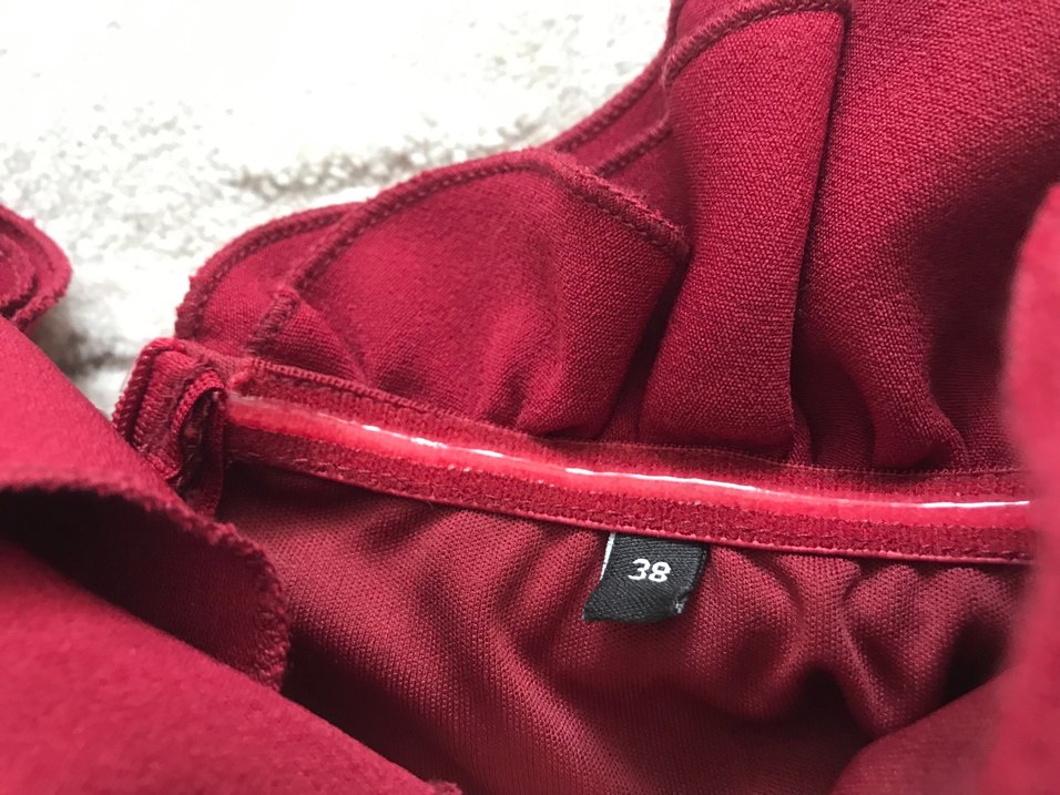 Bordo Fırfırlı Abiye Elbise - Görsel 2