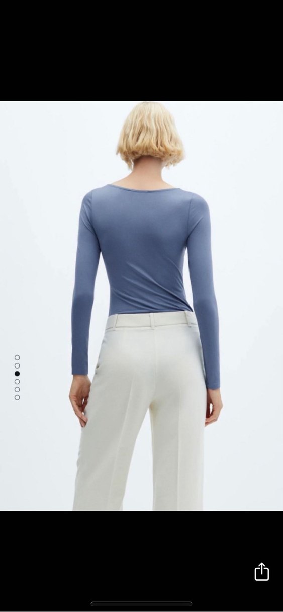 Mango Mavi Uzun Kollu Kadın Bluz - Görsel 2