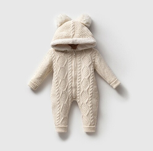 Unisex Çıkarılabilir Kürk Ponponlu Tulum