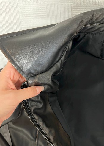 Kadın Kahverengi Deri Fermuarlı Ceket - Görsel 8