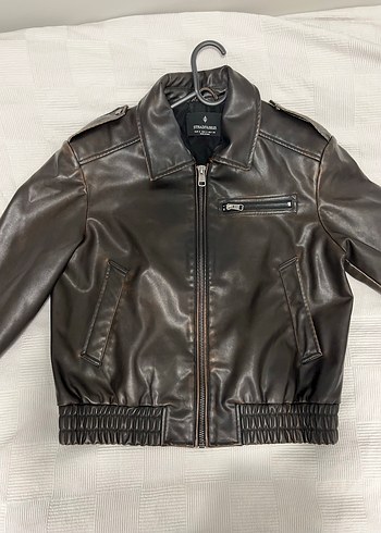 Kadın Kahverengi Deri Fermuarlı Ceket - Görsel 2