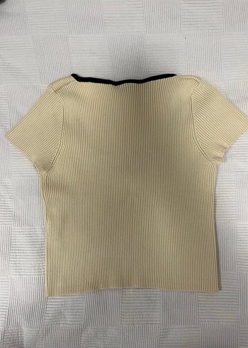 Bej Kadın Kısa Kollu Triko - Görsel 3