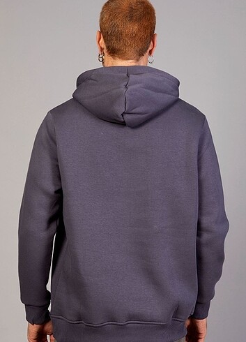 m Beden Regular Fit Kanguru Cepli Kapüşonlu Antrasit Sweatshirt