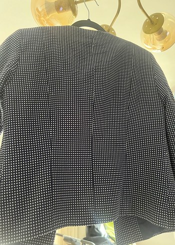 s Beden gri Renk Puantiye Desenli Düğmeli Kadın Blazer Ceket