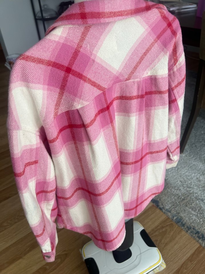 Pembe Ekose Düğmeli Kız Çocuk Gömlek - Görsel 3