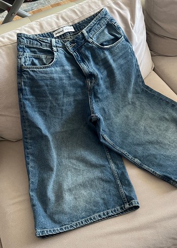 Kadın Gri Midi Denim Şort - Görsel 3