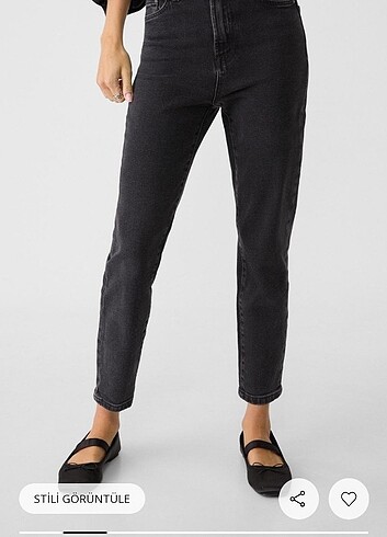 40 Beden siyah Renk Stradivarius 1465 Slim Fit Mom Jean