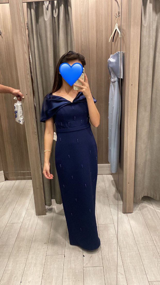 Lacivert Uzun Kadın Elbise - Görsel 2