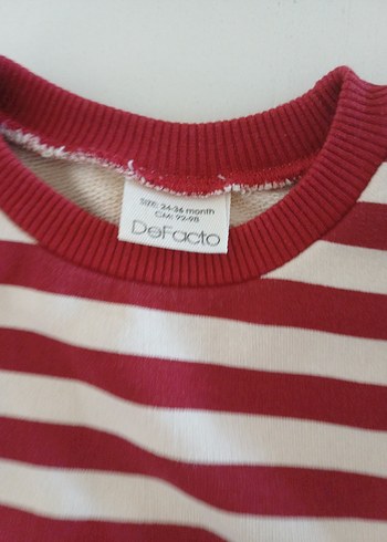 kız Kırmızı Çizgili Sweatshirt - Görsel 2