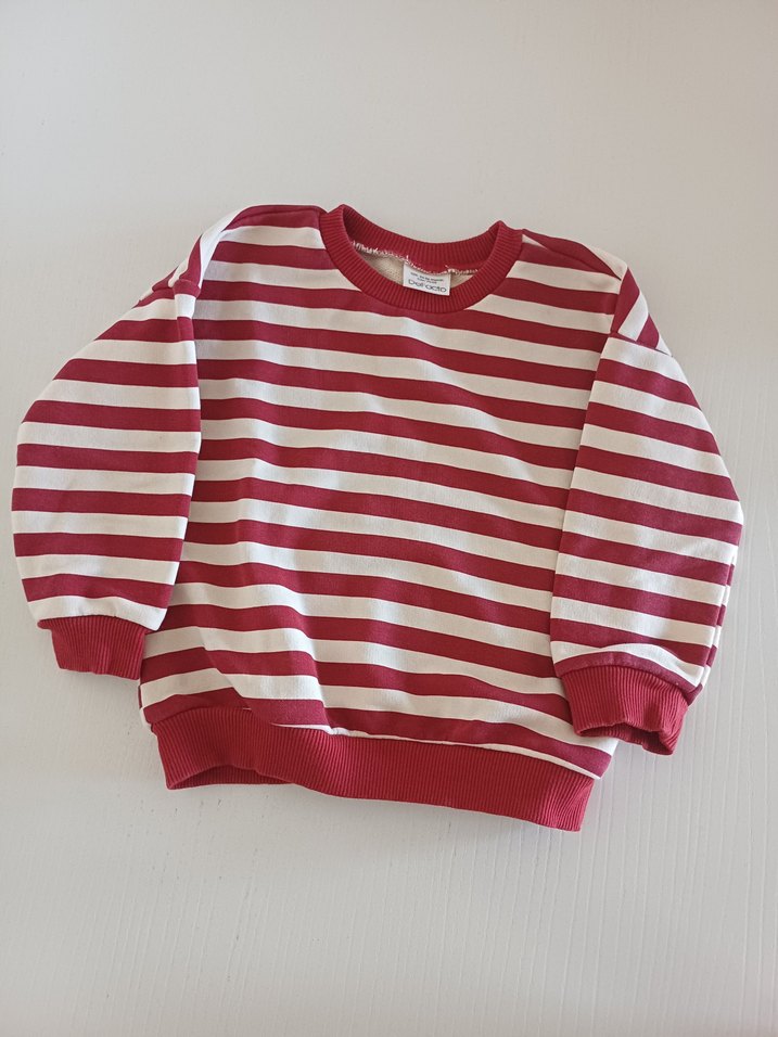 kız Kırmızı Çizgili Sweatshirt - Görsel 3