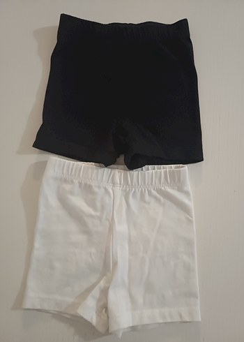 Kız Çocuk Pamuklu Beyaz ve Siyah biker tayt 2 li - Görsel 2