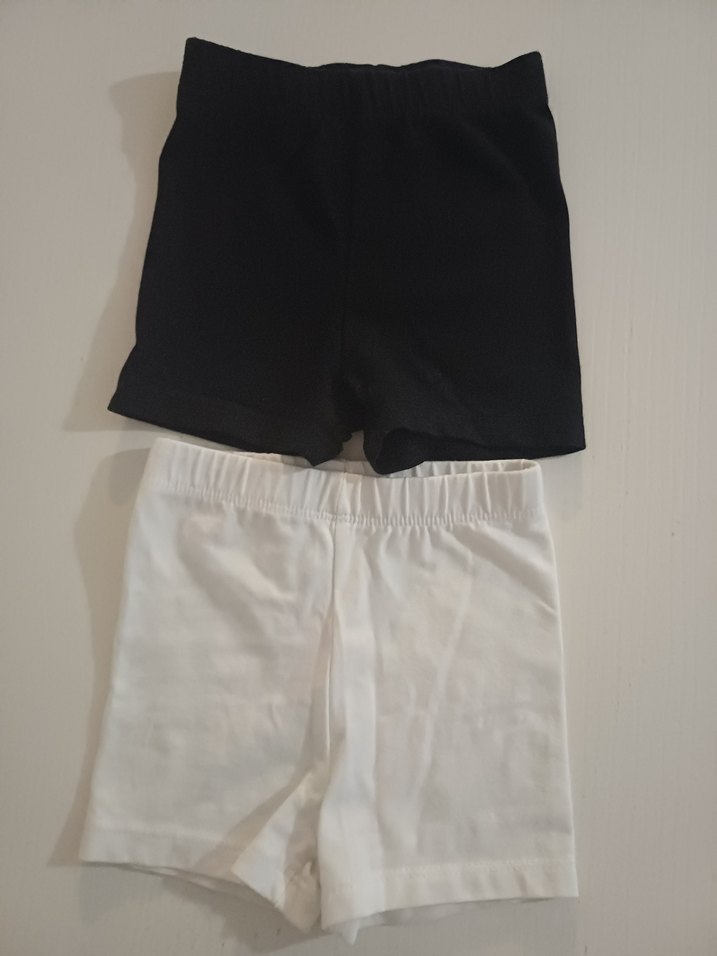 Kız Çocuk Pamuklu Beyaz ve Siyah biker tayt 2 li - Görsel 2