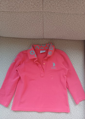 Çiçek Baskılı Pembe Kız Polo Tişört - Görsel 4