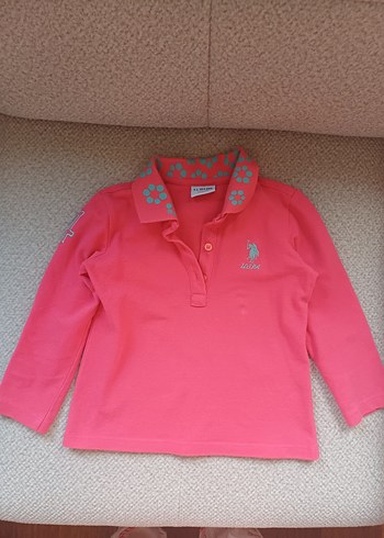 Çiçek Baskılı Pembe Kız Polo Tişört - Görsel 6