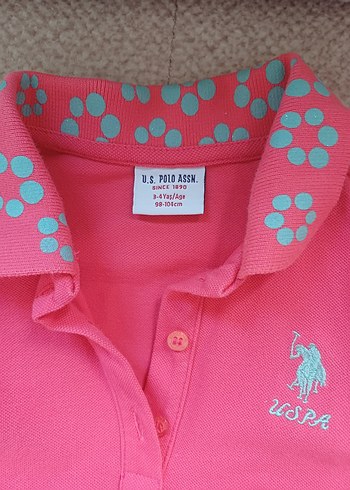 Çiçek Baskılı Pembe Kız Polo Tişört - Görsel 3