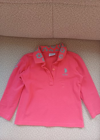 Çiçek Baskılı Pembe Kız Polo Tişört - Görsel 5