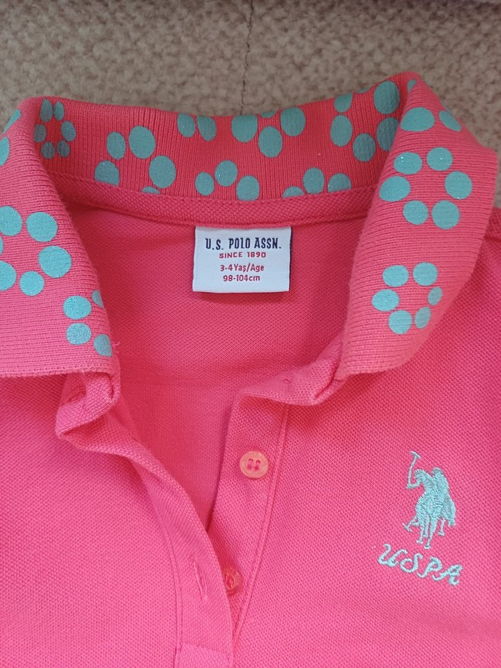 Çiçek Baskılı Pembe Kız Polo Tişört - Görsel 3