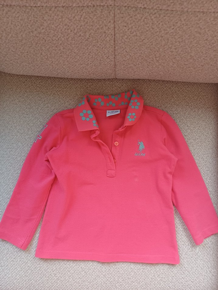 Çiçek Baskılı Pembe Kız Polo Tişört - Görsel 5