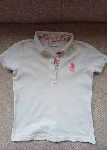 Kız Çocuk Beyaz Polo Yaka Tişört - Görsel 2