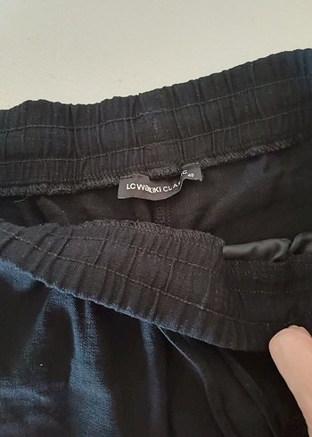 l Beden Siyah Salaş Kadın Keten Pantolon