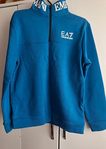 Emporio Armani Ea7 Emporio Armani Mavi Yarim Fermuarli Sweatshirt