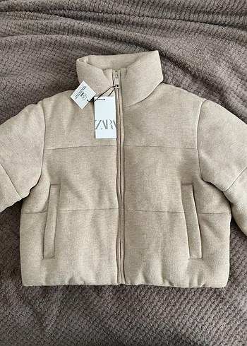 Bej Fermuarlı Kısa Kadın Mont - Görsel 2