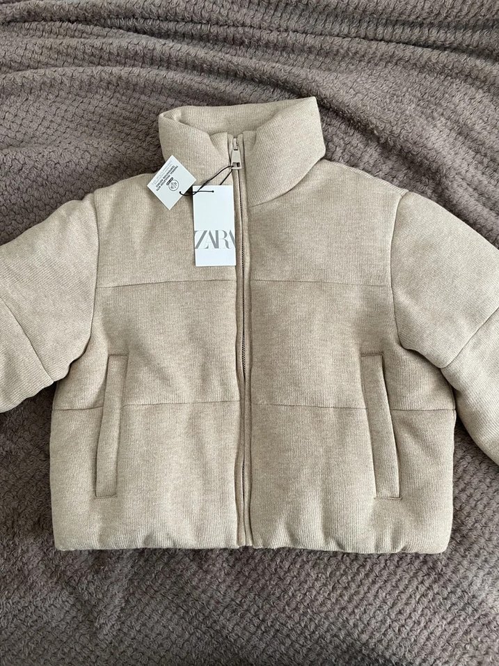 Bej Fermuarlı Kısa Kadın Mont - Görsel 2