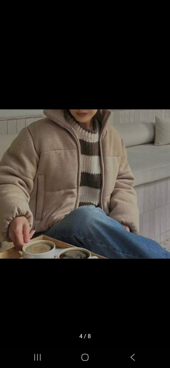 Bej Fermuarlı Kısa Kadın Mont - Görsel 4