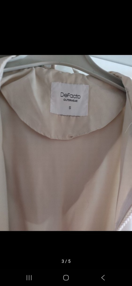 Beyaz Midi Keten Kadın Yağmurluk - Görsel 3