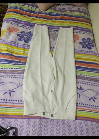 Kadın Beyaz Pilili Midi Kumaş Pantolon - Görsel 6