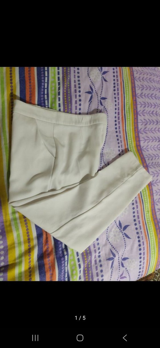 Kadın Beyaz Pilili Midi Kumaş Pantolon - Görsel 2