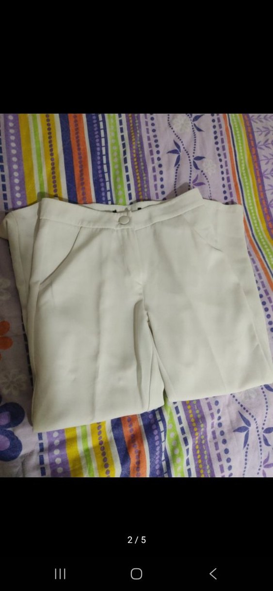 Kadın Beyaz Pilili Midi Kumaş Pantolon - Görsel 3