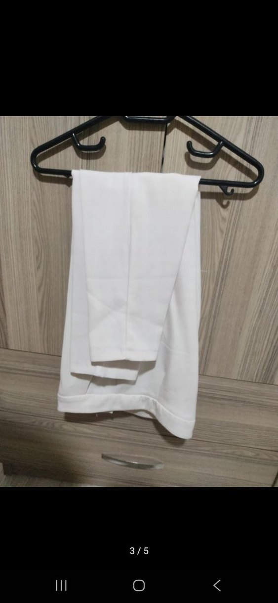 Kadın Beyaz Pilili Midi Kumaş Pantolon - Görsel 4