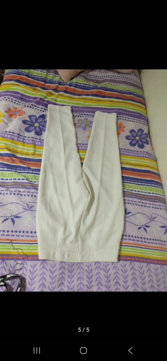 Kadın Beyaz Pilili Midi Kumaş Pantolon - Görsel 5