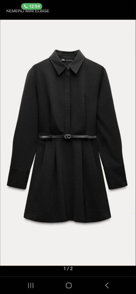 zara Kapalı Yaka Uzun Kollu Bel Detaylı Elbise - Görsel 2
