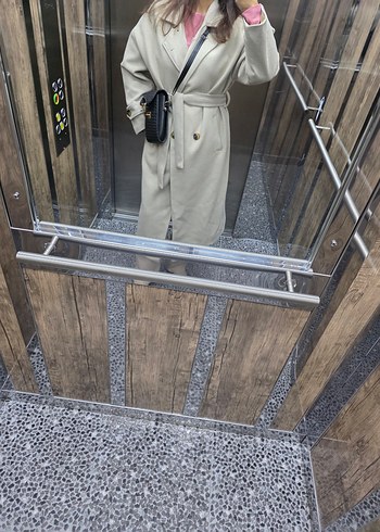 Bej Uzun Düğmeli Kaban - Görsel 3