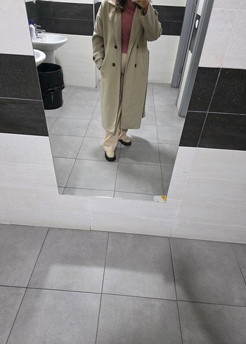 Bej Uzun Düğmeli Kaban - Görsel 2