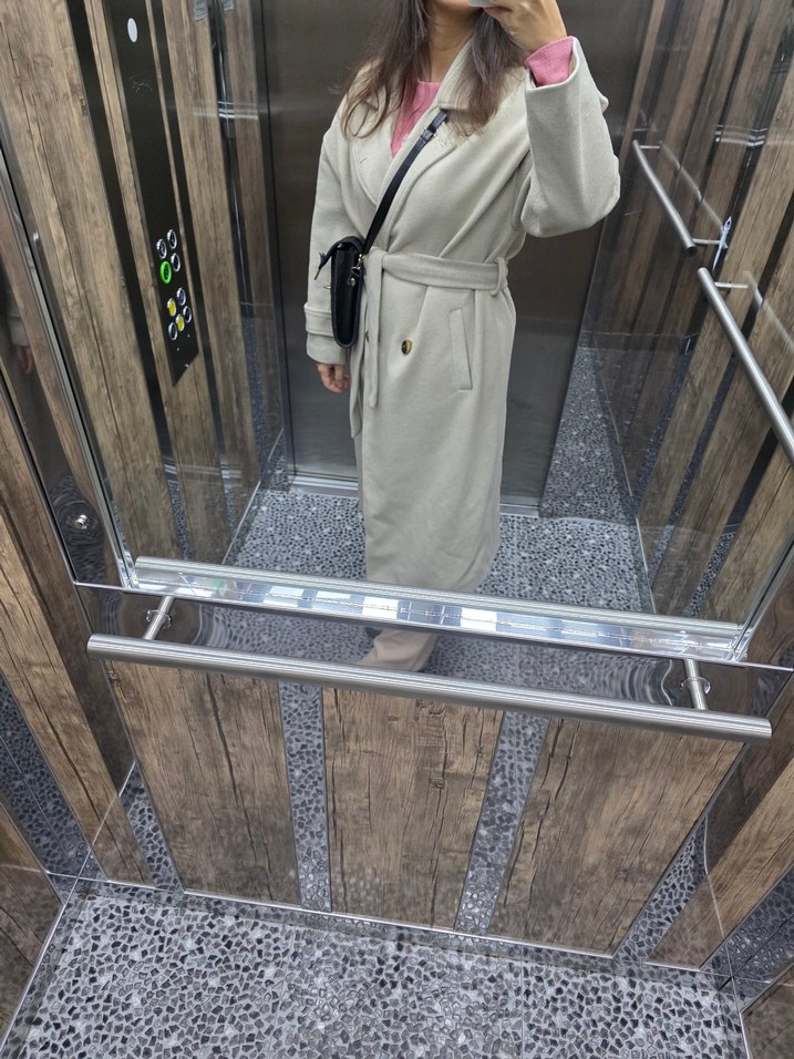 Bej Uzun Düğmeli Kaban - Görsel 4