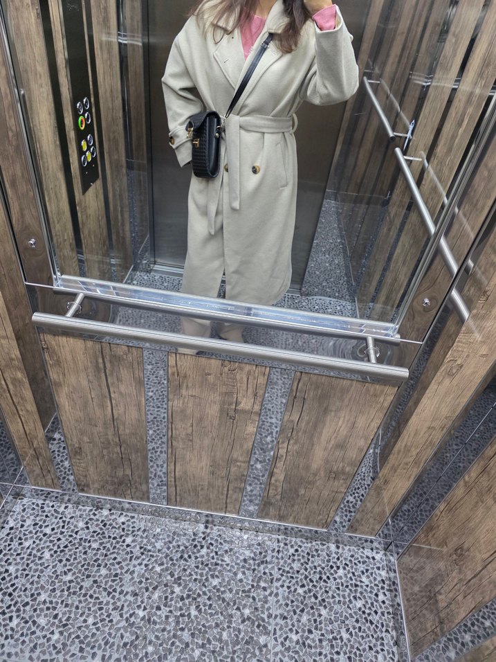 Bej Uzun Düğmeli Kaban - Görsel 3