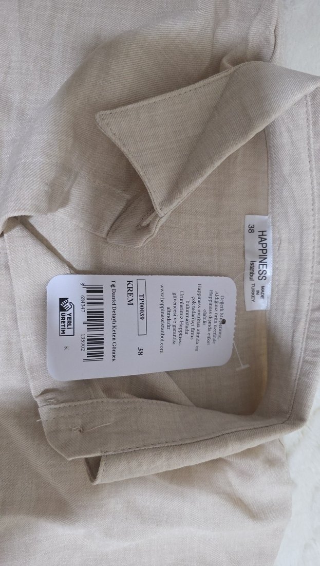 Bej Kısa Kollu Dantel Detaylı Gömlek - Görsel 4