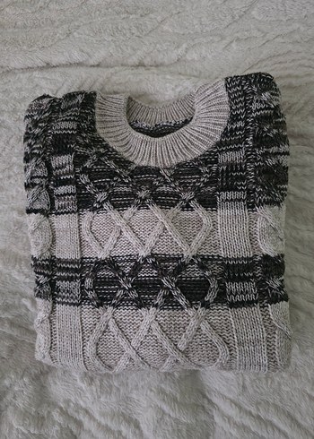 Bohem krem Örgü Kazak - Görsel 2