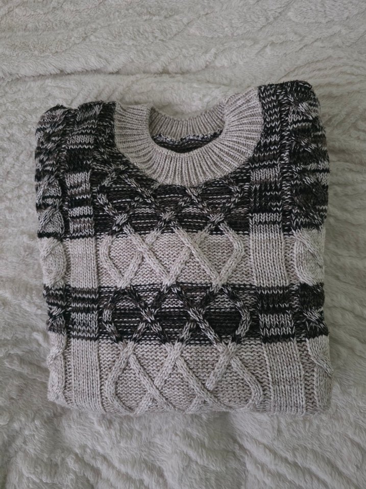 Bohem krem Örgü Kazak - Görsel 2