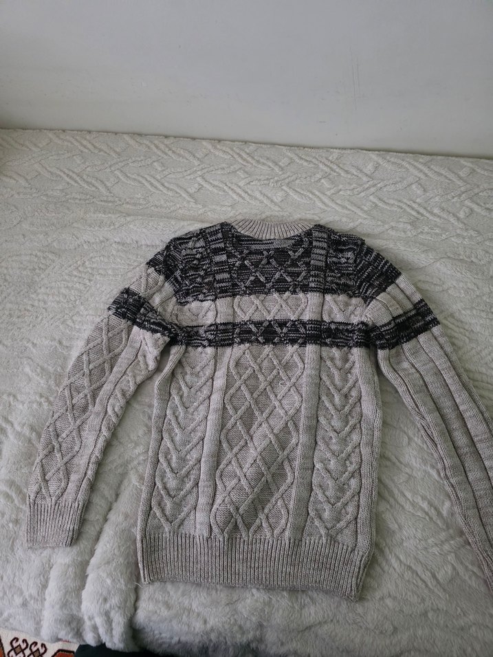 Bohem krem Örgü Kazak - Görsel 3