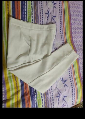 Beyaz Midi Normal Kesim Kadın Pantolon - Görsel 3